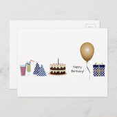 ハッピーバースデーはがき – ネイビーブルー ポストカード (正面/裏面)