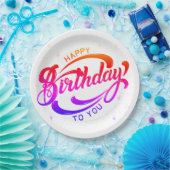ハッピーバースデーはがき ペーパープレート (パーティー)