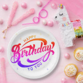 ハッピーバースデーはがき ペーパープレート (パーティー)