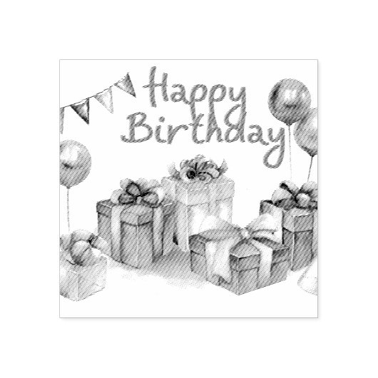 ハッピーバースデーはがき ラバースタンプ (インプリント)