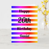 ハッピーバースデーはっきりしたカスタマイズカラフルストライプおもしろい カード (黄色い花)