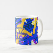 ハッピーバースデーはっきりした抽象芸術紙吹雪マグ コーヒーマグカップ (正面右)