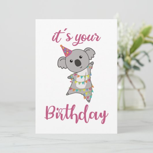 ハッピーバースデーはコアラかわいい動物の広告を望む 招待状 (スタンド正面)