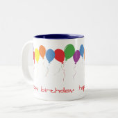 ハッピーバースデーはコーヒー・マグを風船のようにふくらませます ツートーンマグカップ (正面左)