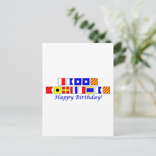 ハッピーバースデーはフラグ航海のアルファベットで表記 ポストカード (スタンド正面)