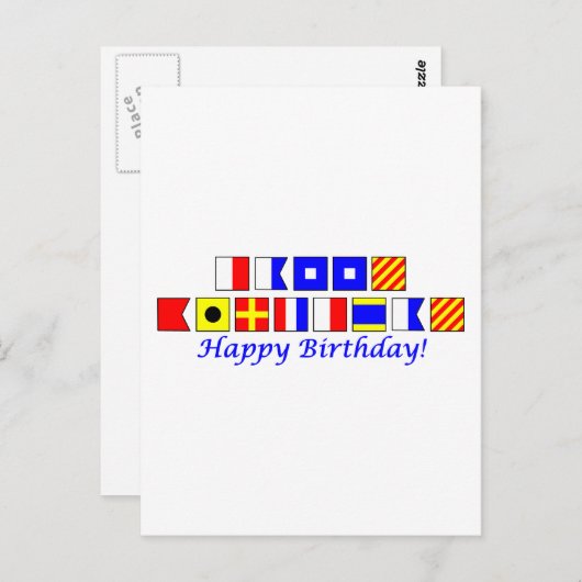 ハッピーバースデーはフラグ航海のアルファベットで表記 ポストカード (正面/裏面)