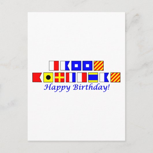ハッピーバースデーはフラグ航海のアルファベットで表記 ポストカード (正面)