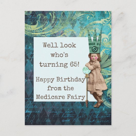 ハッピーバースデーはメディケア妖精のはがき ポストカード (正面)