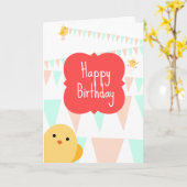 ハッピーバースデーは全てのアメリカの雛 カード (黄色い花)