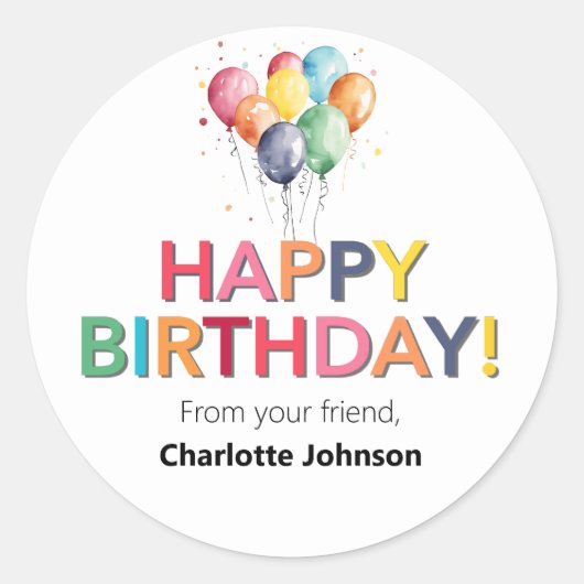 ハッピーバースデーは友人のステッカーの好意から ラウンドシール (正面)