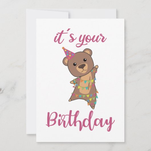 ハッピーバースデーは可愛い動物Aduを負担したい 招待状 (正面)