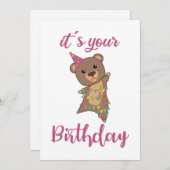 ハッピーバースデーは可愛い動物Aduを負担したい 招待状 (正面/裏面)