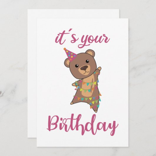 ハッピーバースデーは可愛い動物Aduを負担したい 招待状 (正面/裏面)