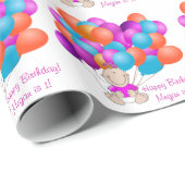 ハッピーバースデーは女の赤ちゃんを風船のようにふくらませます ラッピングペーパー (ロールコーナー)