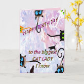 ハッピーバースデーは私が知っている最大のキャットレディ – CA カード (黄色い花)