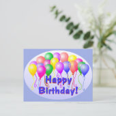 ハッピーバースデーは郵便はがきを風船のようにふくらませます ポストカード (スタンド正面)