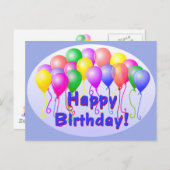 ハッピーバースデーは郵便はがきを風船のようにふくらませます ポストカード (正面/裏面)