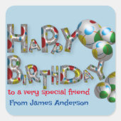 ハッピーバースデーは非常に特別な友人タイポグラフィ スクエアシール (正面)