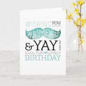 ハッピーバースデーひげおもしろいタイポグラフィカード カード (黄色い花)