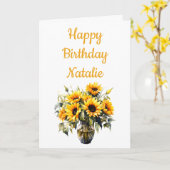ハッピーバースデーひまわりハート カード (黄色い花)