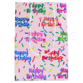 ハッピーバースデーふりかけるピンクのミディアム抱き枕 ミディアムペーパーバッグ (裏面)