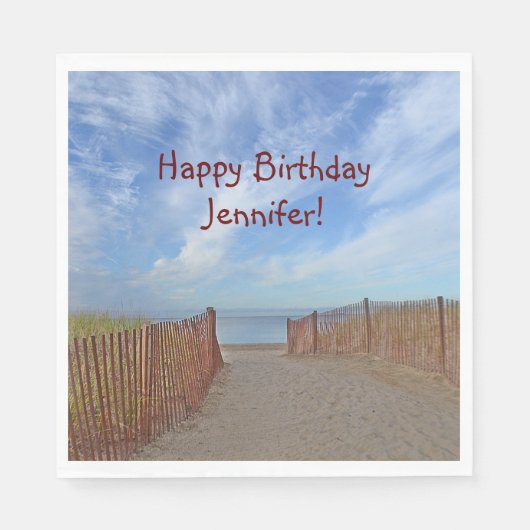 ハッピーバースデーへのビーチパス スタンダードランチョンナプキン (正面)