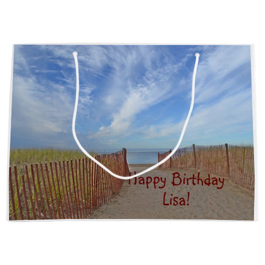 ハッピーバースデーへのビーチパス ラージペーパーバッグ (正面)
