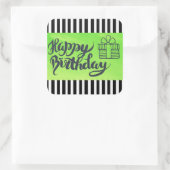 ハッピーバースデーへライムグリーンステッカー スクエアシール (バッグ)