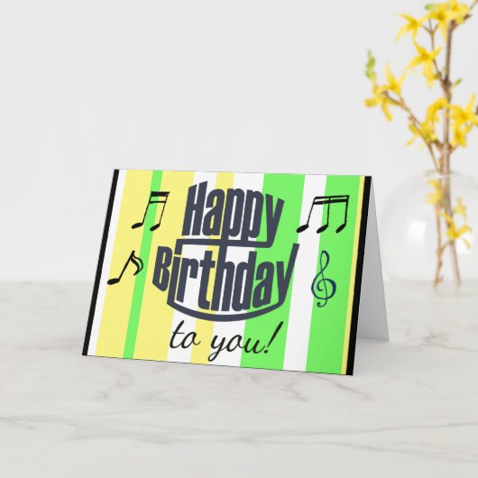 ハッピーバースデーへライムグリーン、イエロー誕生日 カード (黄色い花)