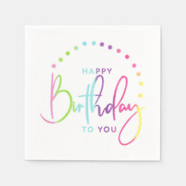 ハッピーバースデーへレインボーカラー スタンダードカクテルナプキン
