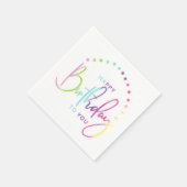 ハッピーバースデーへレインボーカラー スタンダードカクテルナプキン (角)