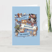 ハッピーバースデーへ動物ファン空の青と白 カード (正面)