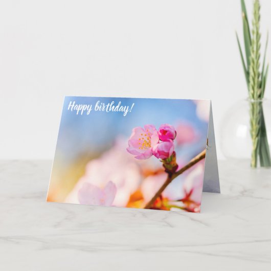 ハッピーバースデーへ桜さくらんぼ花春 カード (正面)