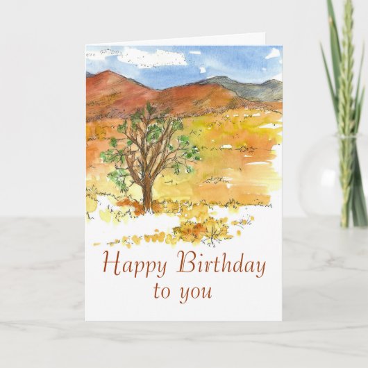 ハッピーバースデーへ砂漠の秋の風景 カード (正面)