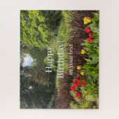 ハッピーバースデーまたはテキスト自然パーク花 ジグソーパズル (縦)