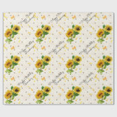 ハッピーバースデーまたは除け型ひまわり追加の名前Wr ラッピングペーパー (フラット)