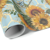 ハッピーバースデーまたは除・売却ひまわり追加の名前 ラッピングペーパー (ロールコーナー)