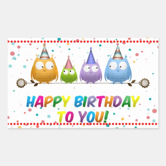 ハッピーバースデーよ、フクロース。 長方形シール (正面)