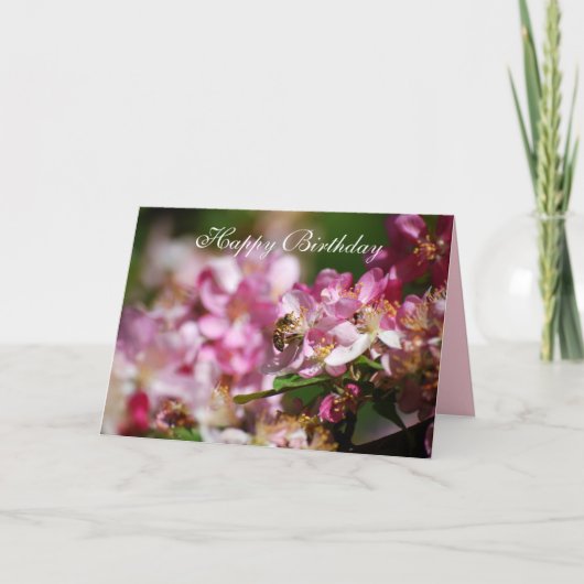 ハッピーバースデーりんご花ハニービー カード (正面)