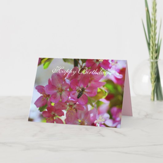 ハッピーバースデーりんご花ハニービー カード (正面)