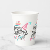 ハッピーバースデーをテーマにした紙カップ 紙コップ (正面)