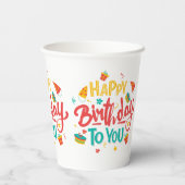ハッピーバースデーをテーマにした紙カップ 紙コップ (裏面)