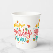 ハッピーバースデーをテーマにした紙カップ 紙コップ (正面)