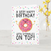 ハッピーバースデーを上ドーナツに カード (黄色い花)