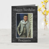 ハッピーバースデーを夫のフォトカードに カード (黄色い花)