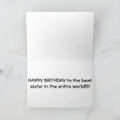ハッピーバースデーを最高の世界中の姉妹に カード (内部)