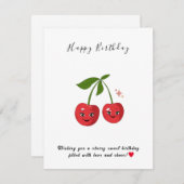 ハッピーバースデーを望むさくらんぼの甘い誕生日 シーズンカード (正面/裏面)