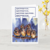 ハッピーバースデーを望んでいるすずめ カード (黄色い花)