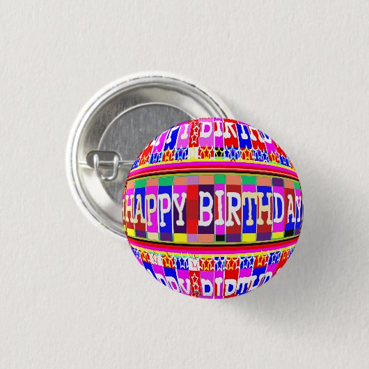 ハッピーバースデーを言う多くの方法 缶バッジ (正面&裏面)