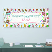 ハッピーバースデーアイスクリームアンドスプリンクル誕生日 横断幕 (トレードショー)